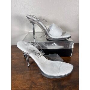 Ellie Shoes Brook 502-BROOK Clear Silver 5 Inch Heel Platform Sandal Womens 11